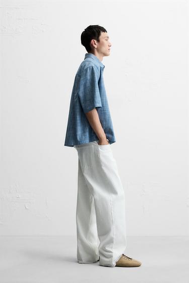 CONTRAST TEXTURED SHIRT - Blue by Zara - Image 3