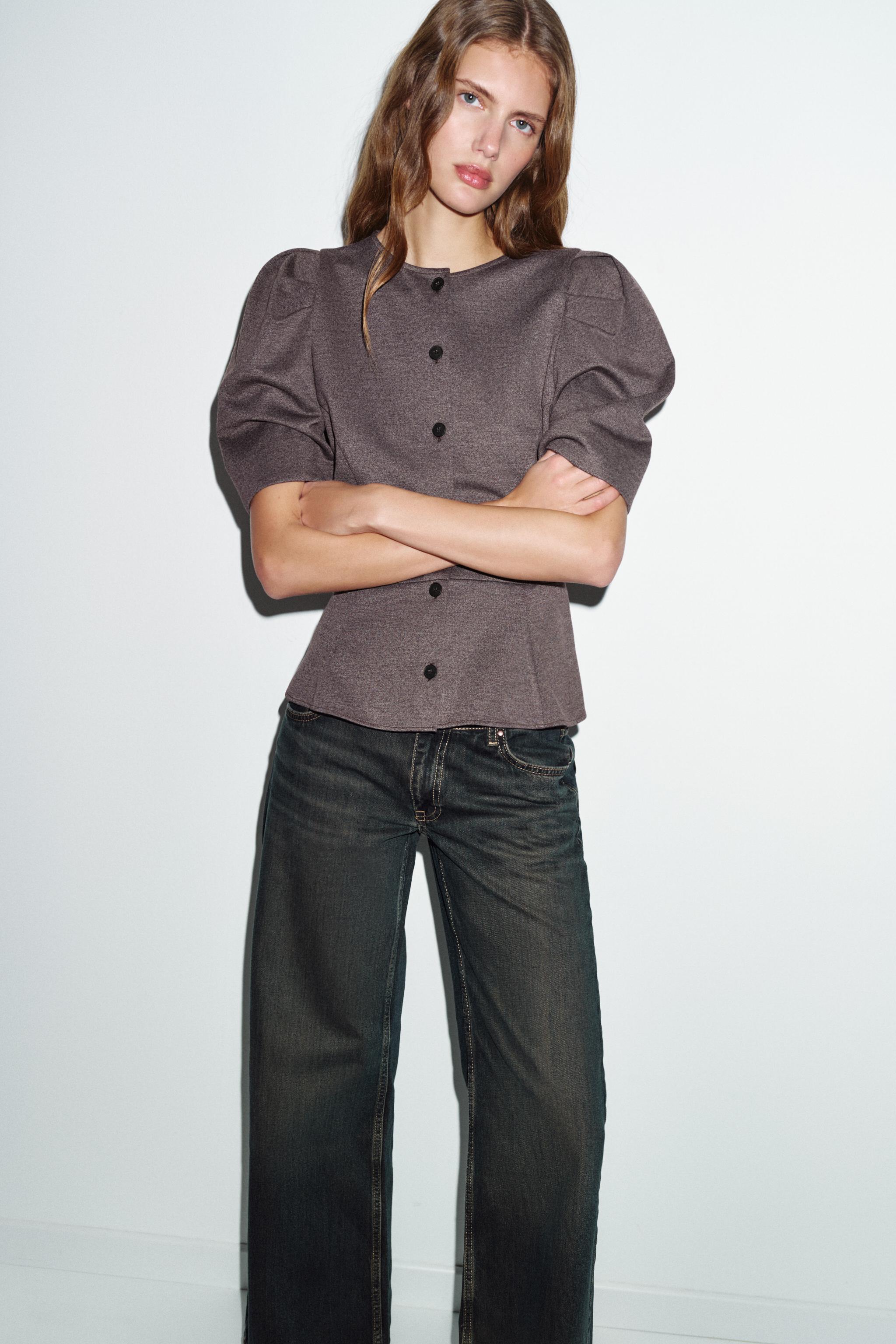 PUFF SLEEVE TOP - brown vigore | ZARA Canada