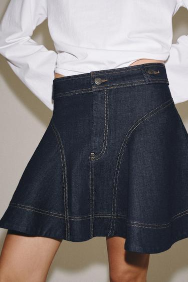 JUPE COURTE EN JEAN ZW COLLECTION - Bleu de Zara - Image 4