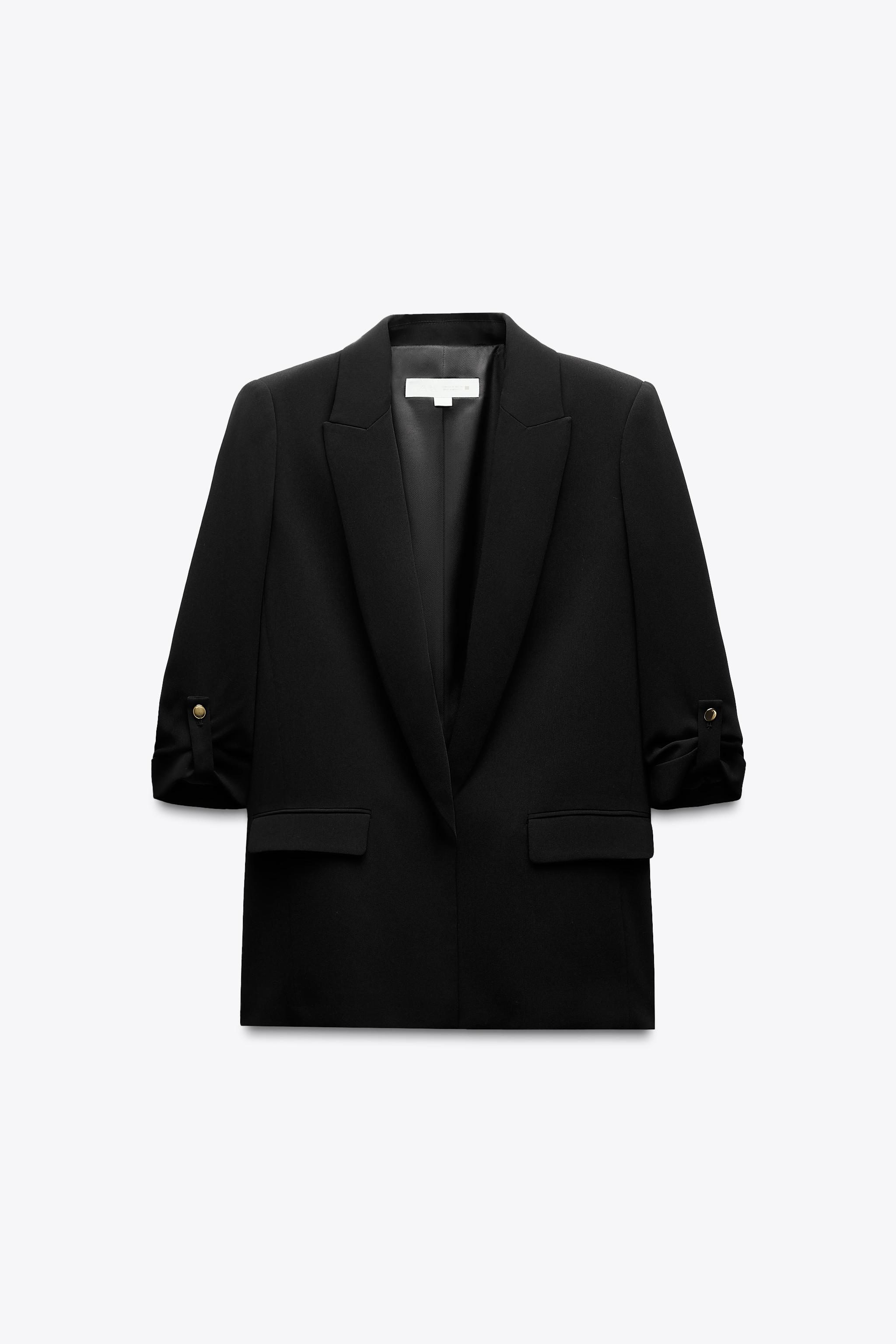 BLAZER WITH ROLLED-UP SLEEVES Black ZARA United States