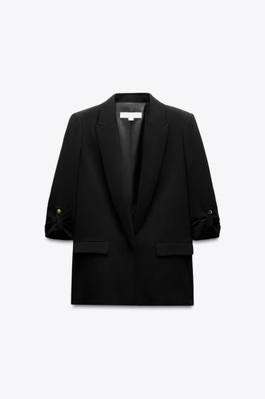 БЛЕЙЗЕР С ПОДВОРАЧИВАЕМЫМИ РУКАВАМИ — ЧЕРНЫЙ от Zara