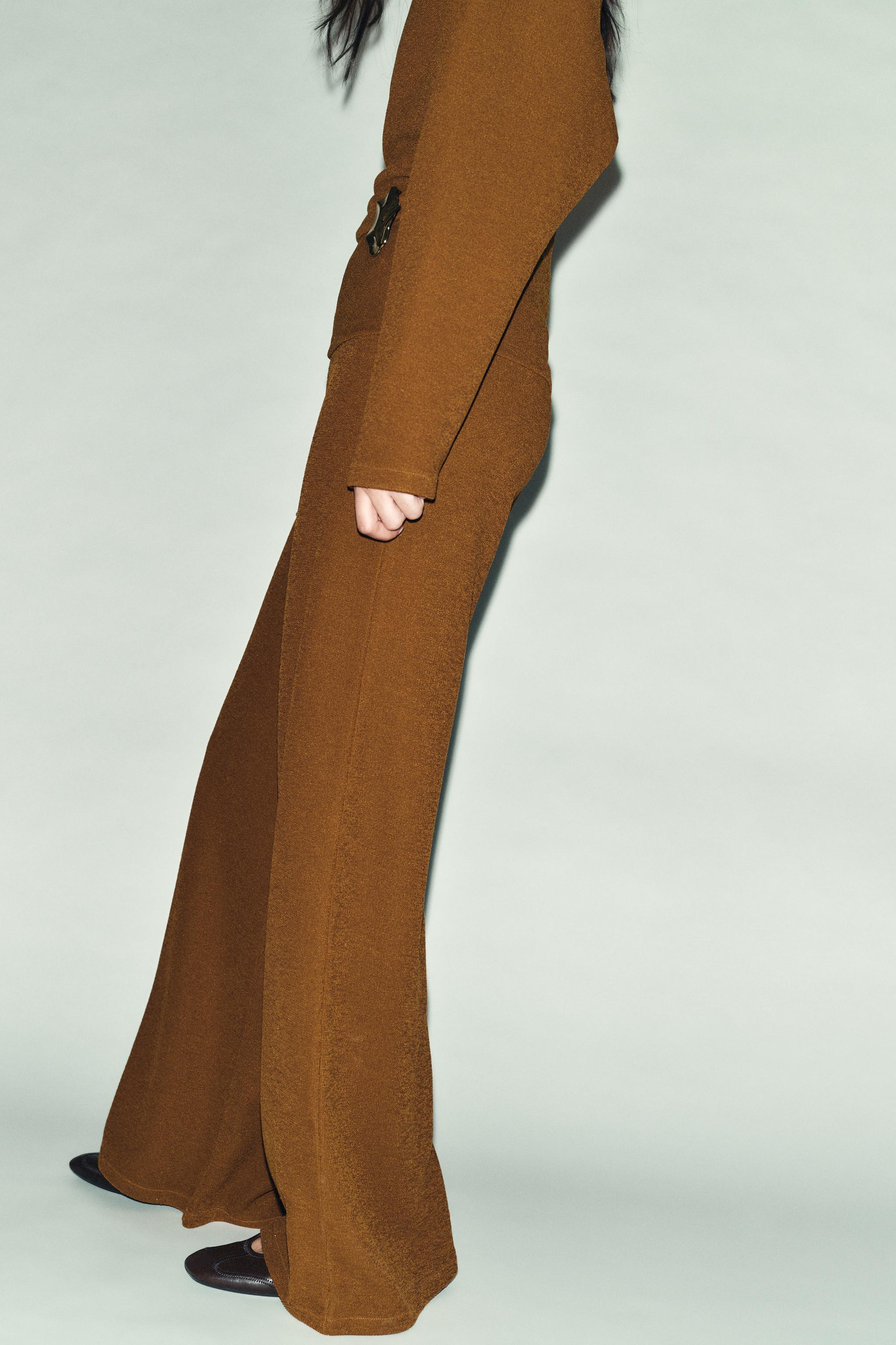 TEXTURED WIDE LEG PANTS