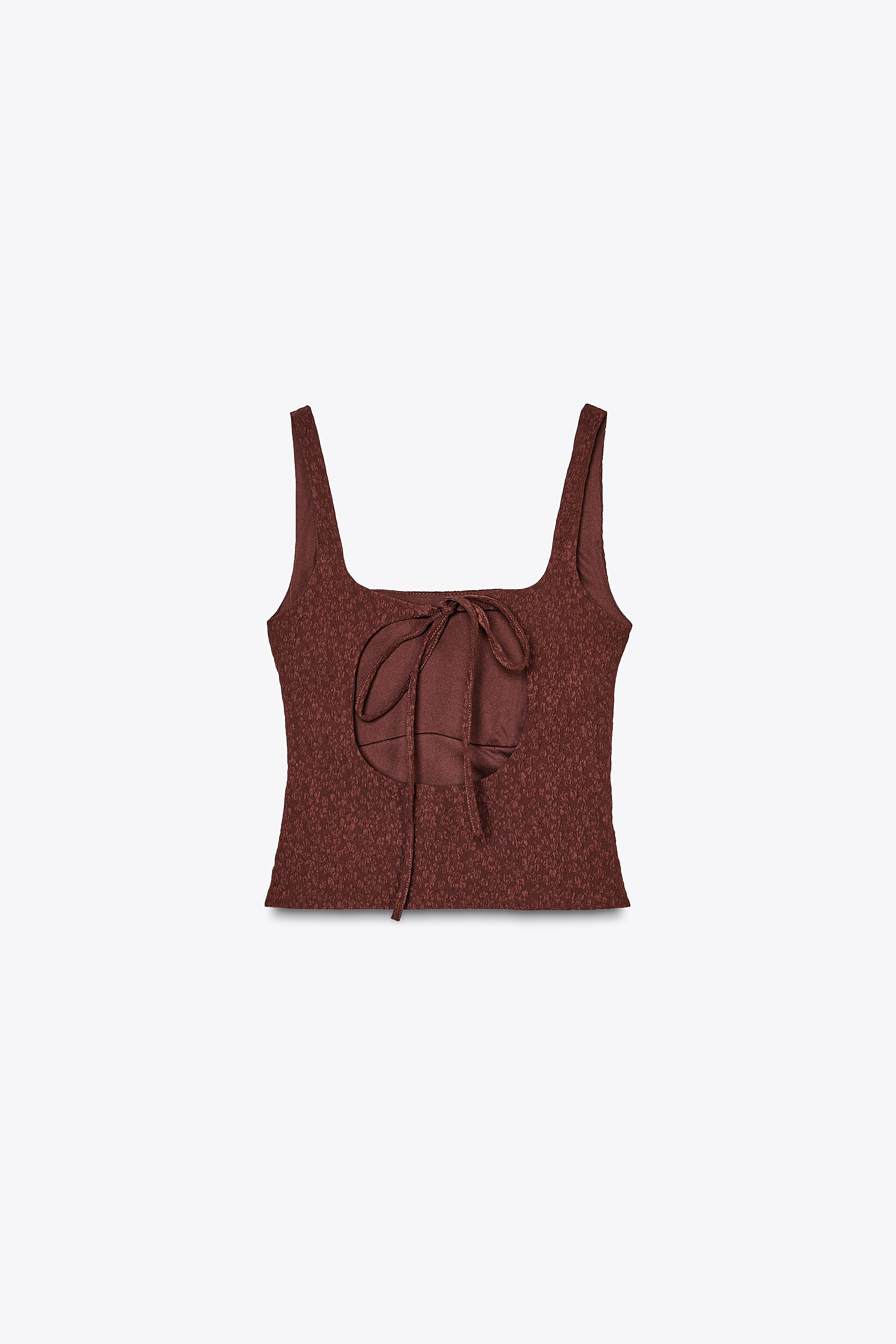 ZARA テクスチャストラップトップス ZARA】テクスチャートップス*ノースリーブ＊ショート丈