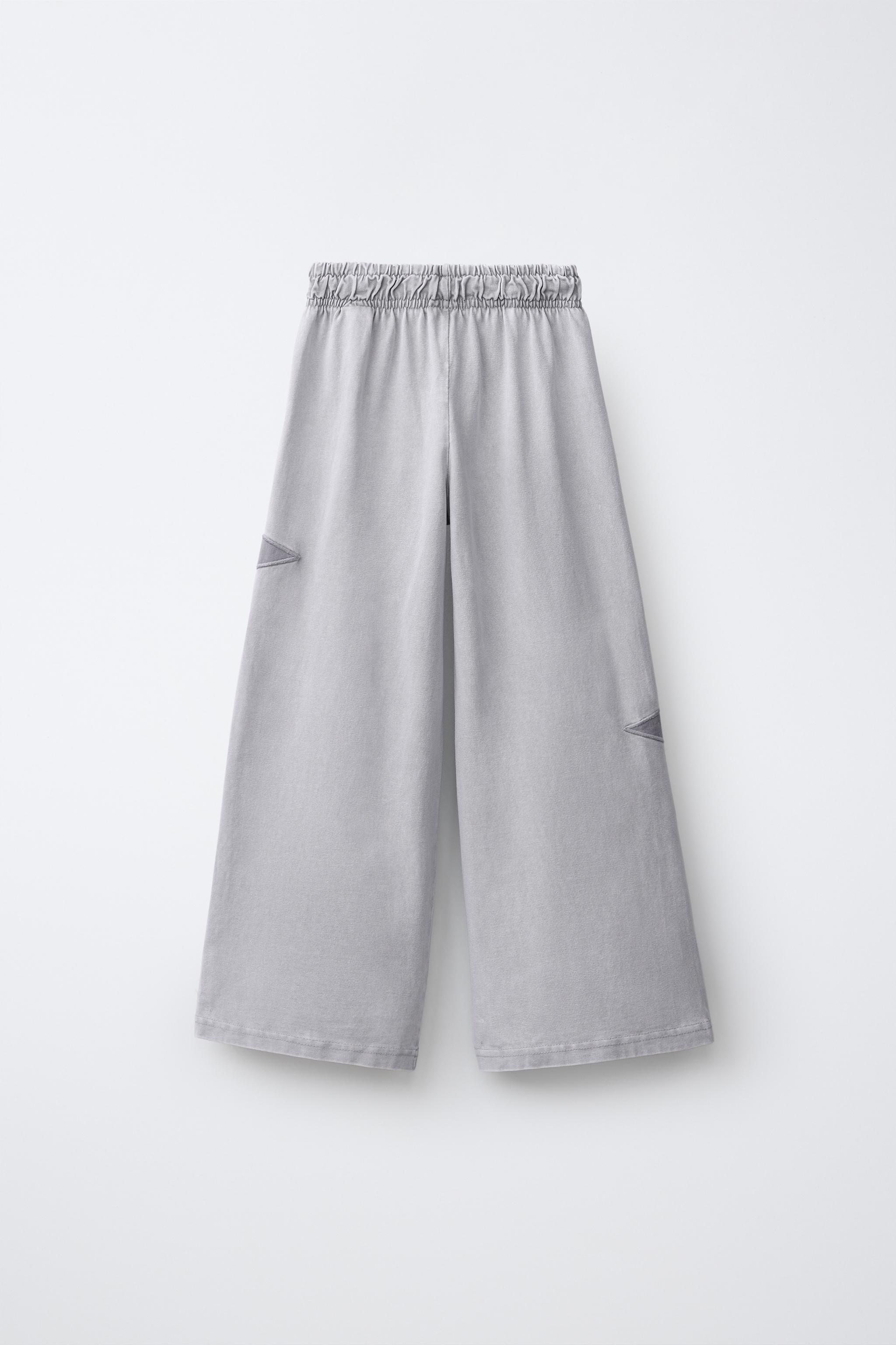 WASHED EFFECT STAR WIDE LEG PANTS — Gray (alternate view)