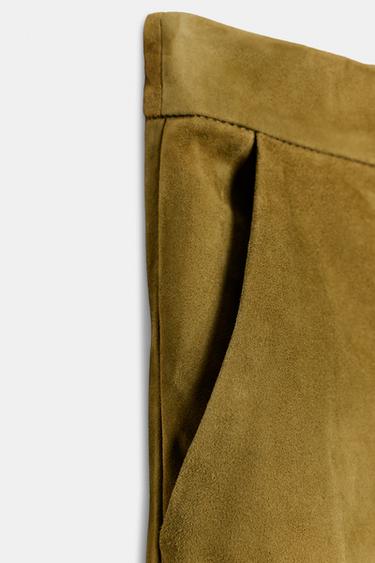 PANTALON 100% CUIR DE DAIM ÉDITION LIMITÉE - Vert olive de Zara - Image 8