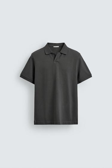 TEXTURED PIQUÉ POLO SHIRT - Dark grey by Zara