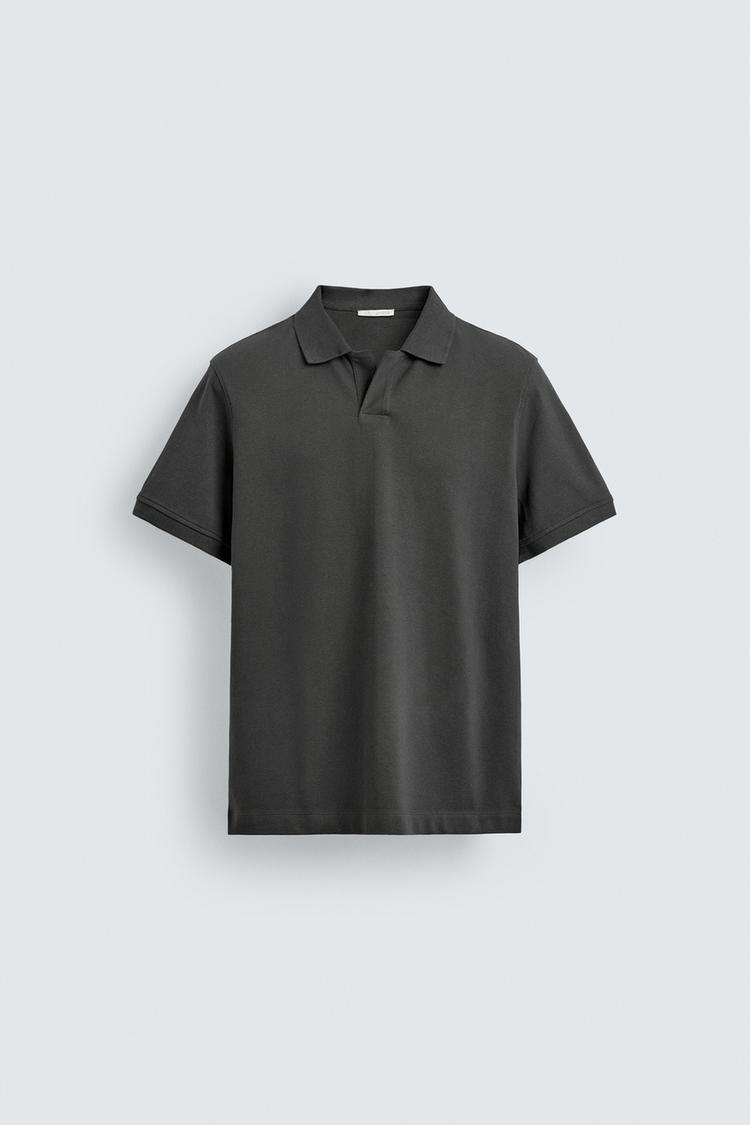 ZARA TEXTURED PIQUÉ POLO SHIRT