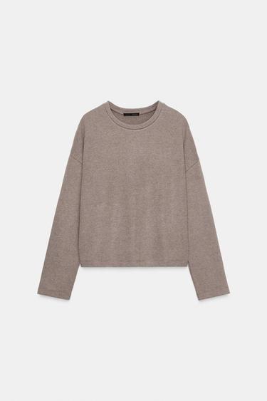 TOP SOFT MANGA LARGA - Marrón vigoré de Zara