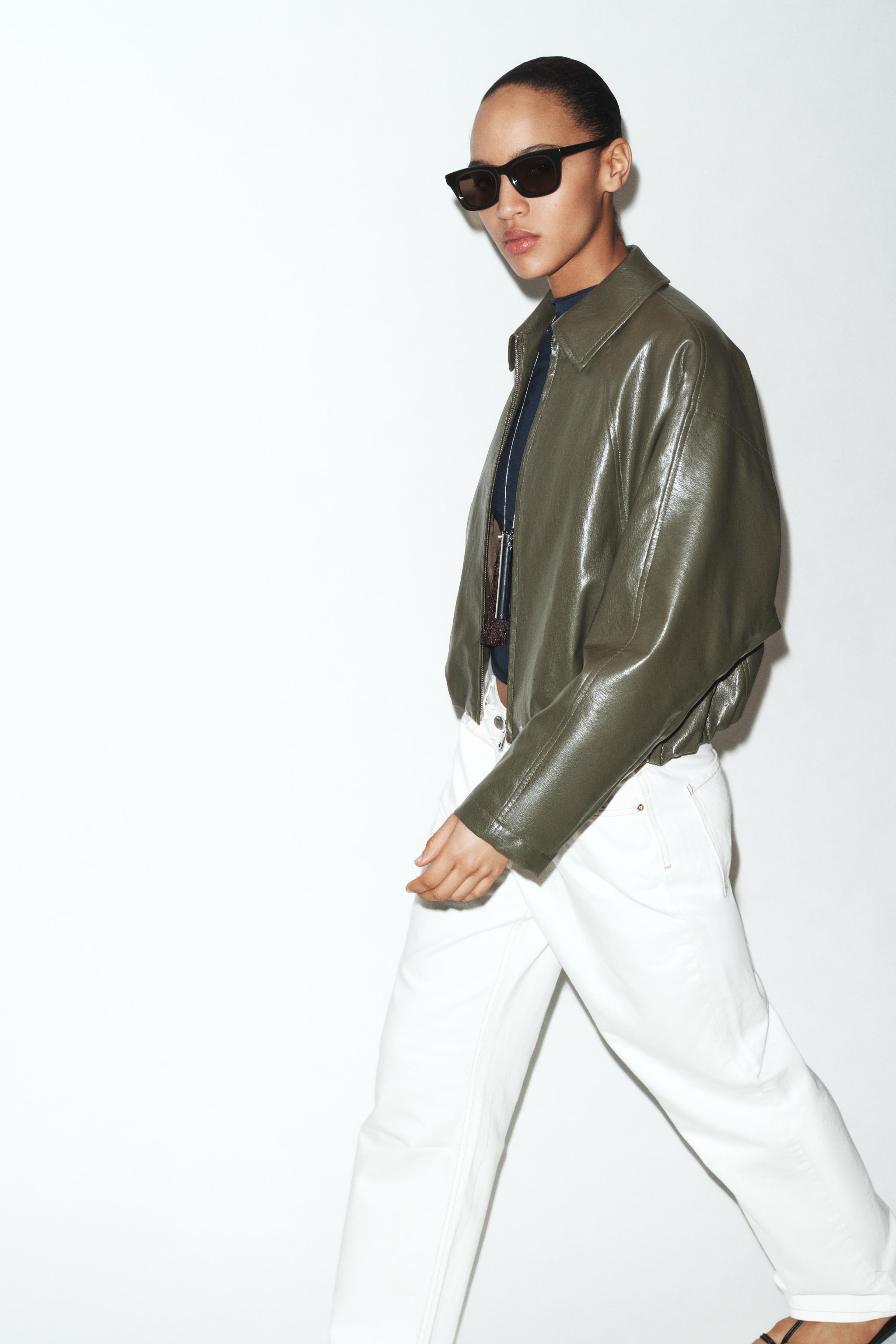 FAUX LEATHER BOMBER JACKET