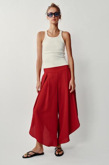 FLOWING TROUSERS WITH SLITS - Cherry red by Zara