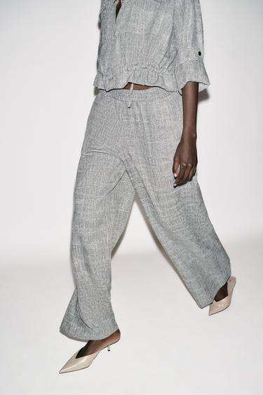 FLECKED WIDE-LEG TROUSERS - Grey marl by Zara - Image 2