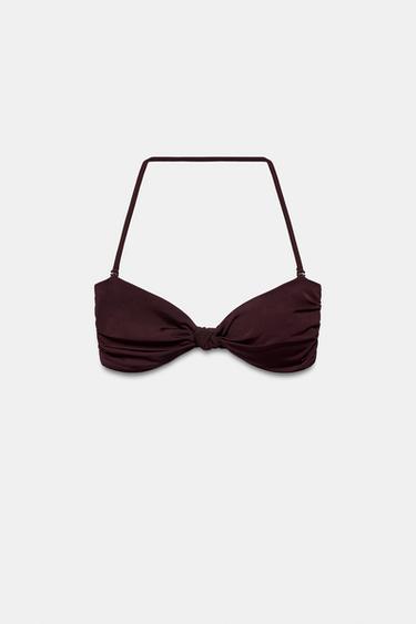BANDEAU KNOT BIKINI TOP - Brown by Zara