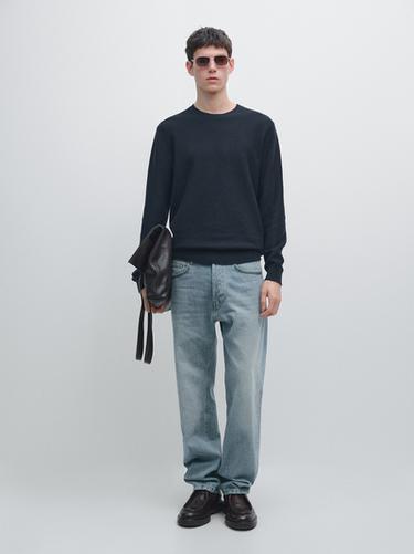 Jersey punto estructura mezcla algodón - Marino de Zara - Imagen 0