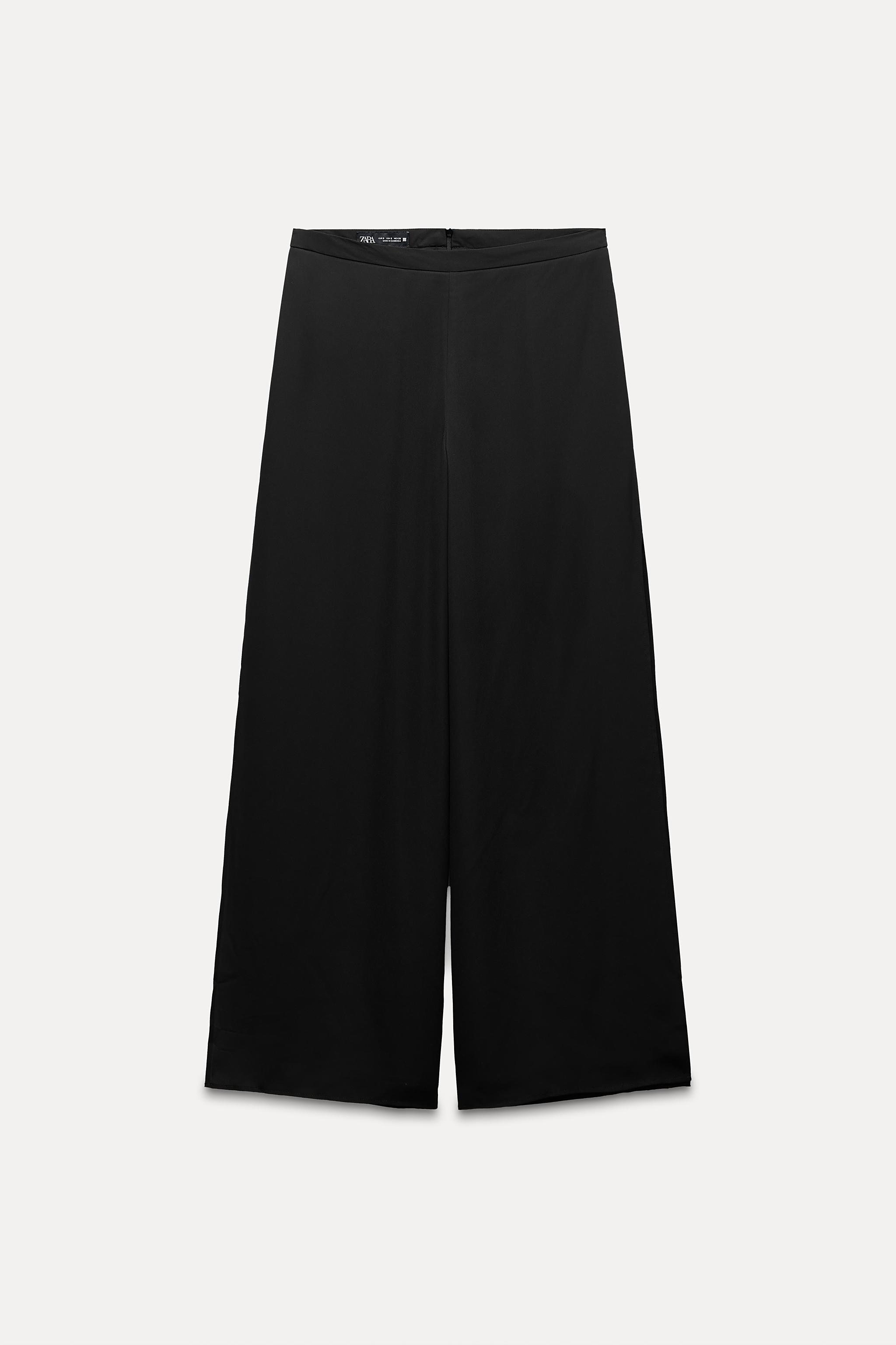 WIDE LEG PANTS WITH SIDE SLITS - Black | ZARA United States WIDE LEG PANTS WITH SIDE SLITS - Black | ZARA United States