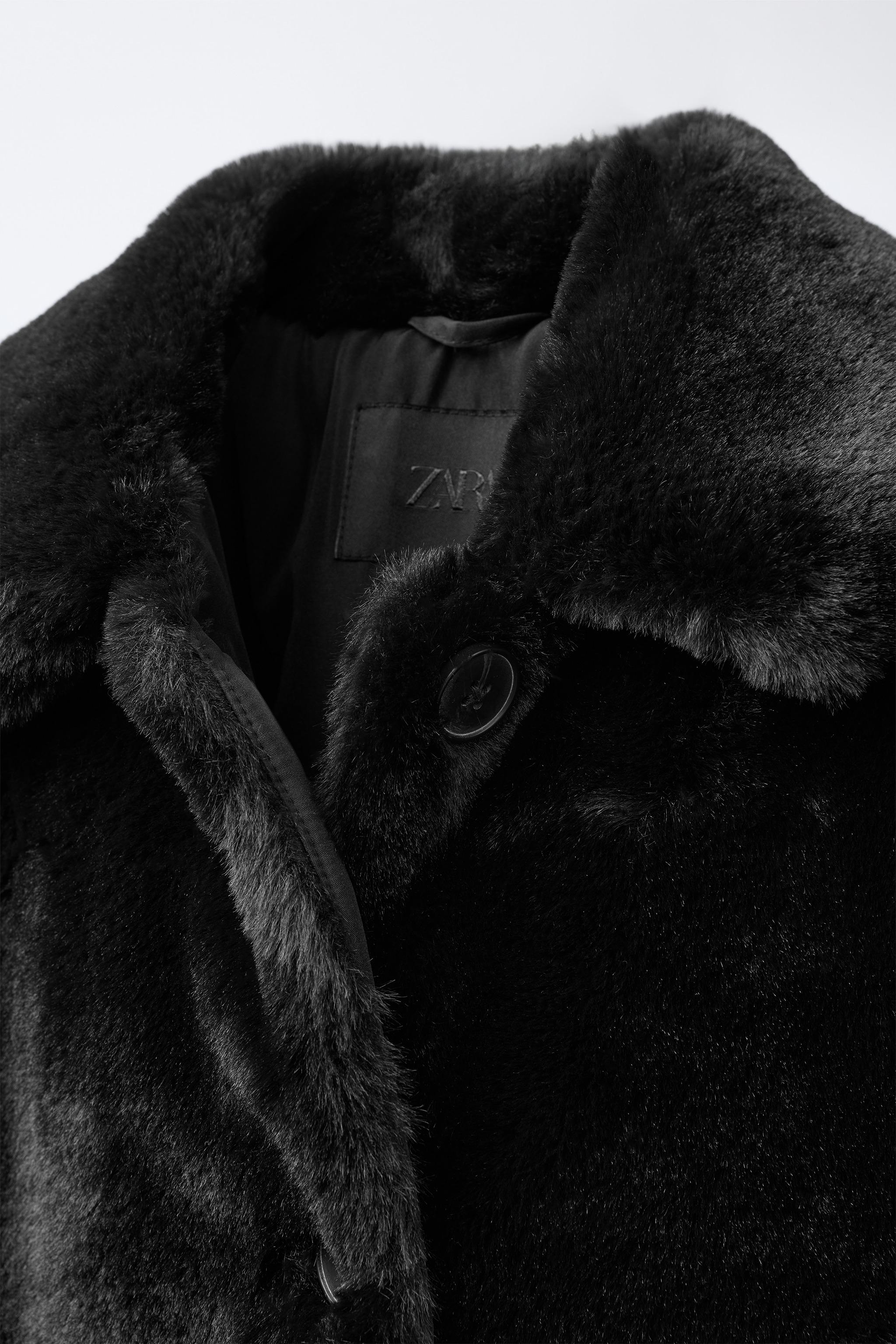 ロングフェイクファーコート - ブラック | ZARA Japan / 日本