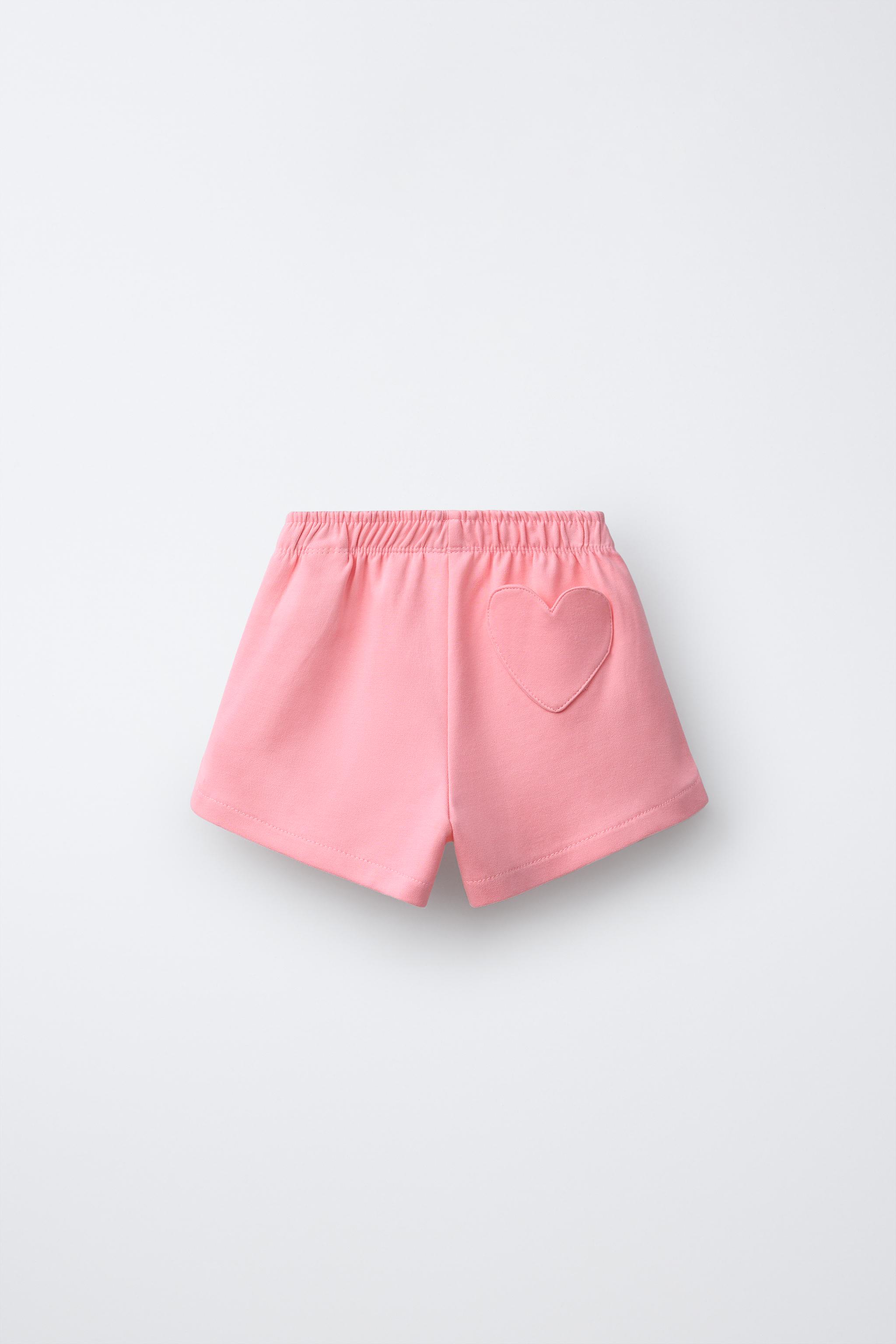 INTERLOCK PLUSH EMBROIDERED HEART SHORTS - Mauve | ZARA Canada