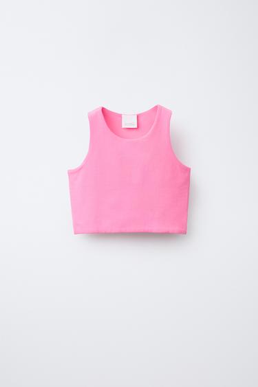 TOP CORTO TIRANTES - Rosa flúor de Zara