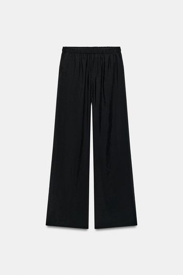 Zara FLOWY PANTS - Black