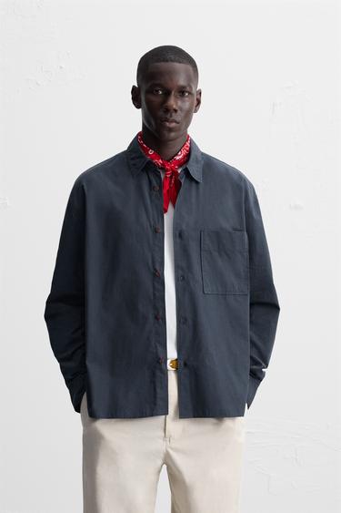 COTTON POPLIN SHIRT - Dark navy by Zara
