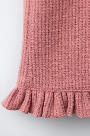 JUPE-CULOTTE WAFFLE À VOLANTS - Rose pâle de Zara - Image 3