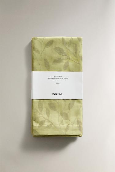 SERVIETTE DE TABLE JACQUARD VEGETAL (LOT DE 2) - Vert de Zara - Image 4
