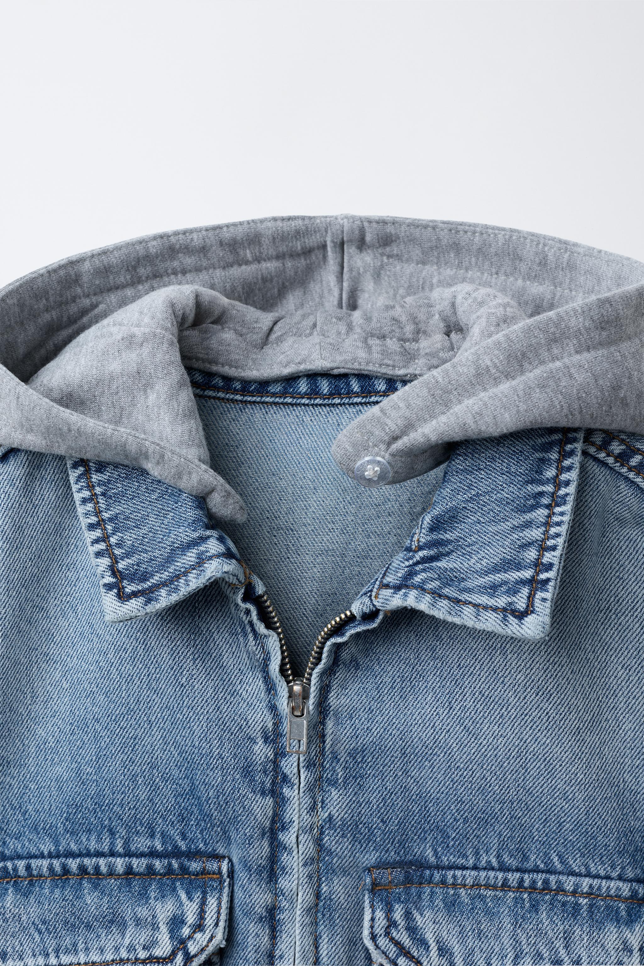 SURCHEMISE EN DENIM AVEC CAPUCHE AMOVIBLE MOLLETON