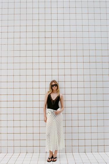 LACE BODYSUIT WITH BOW - Black by Zara - Image 0