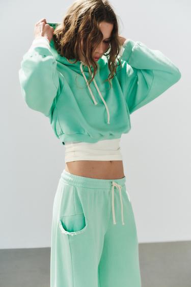 PANTALON LARGE FLUO - Bleu / Vert de Zara