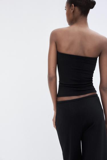 HAUT BUSTIER À TEXTURE - Noir de Zara - Image 3