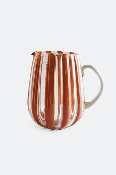 STRIPED GLASS JUG WITH CONTRAST HANDLE - Brown by Zara
