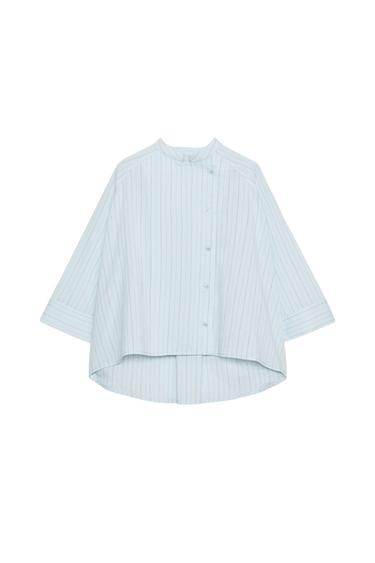 ZW COLLECTION ASYMMETRIC STRIPED SHIRT - Blue by Zara