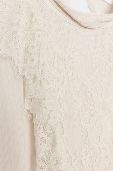 ROBE MIDI DENTELLE CEINTURE - Écru moyen de Zara - Image 8