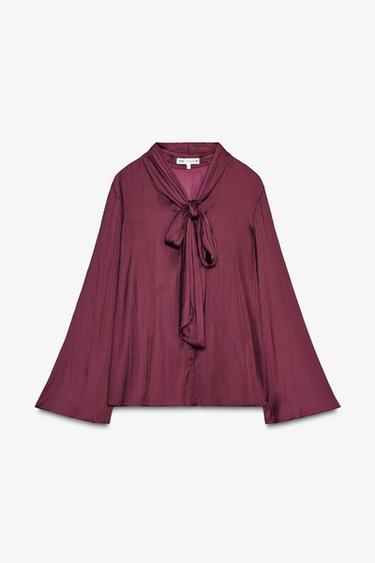 BLUSA LAZADA ZW COLLECTION - Granate de Zara - Imagen 0