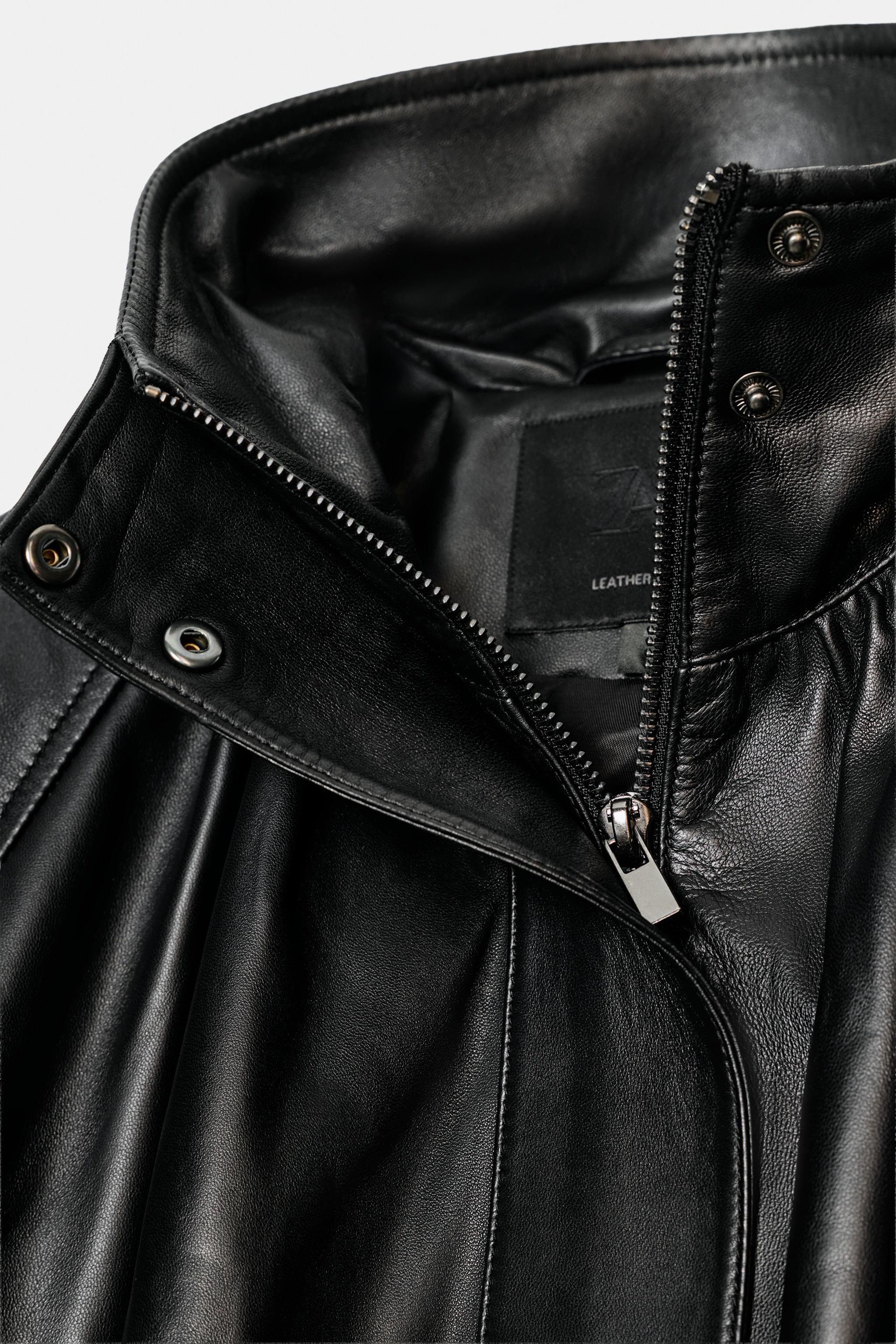 100% LEATHER JACKET ZW COLLECTION LIMITED EDITION - Black | ZARA