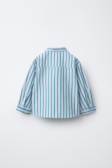 STRIPED SHIRT - Blue / Green by Zara - Image 1