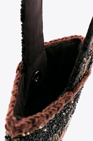 BEADED FRINGED HANDBAG - Brown by Zara - Image 6