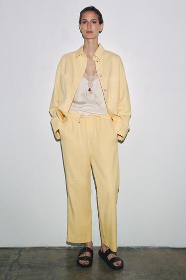 Zara ZW COLLECTION 慢跑褲 - 淺黃色