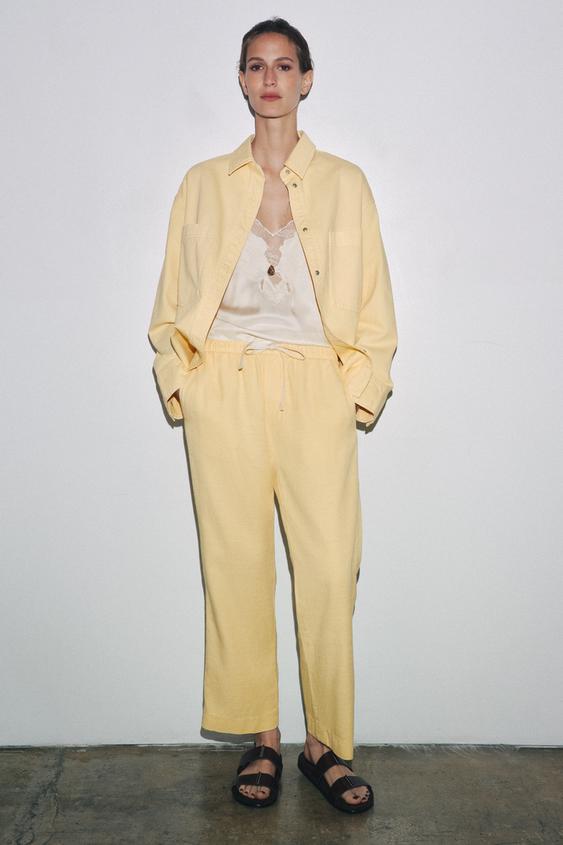 PANTALON JOGGER ZW COLLECTION - Jaune clair de Zara - Image 0