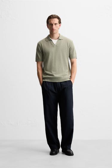 ПОЛО ИЗ ХЛОПКА И ЛЬНА — ЗЕЛЕНЫЙ от Zara — изображение 0