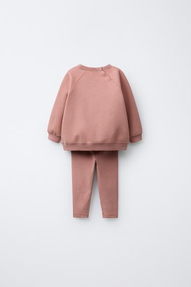 PLAIN SWEATSHIRT AND LEGGINGS SET - Chalk pink by Zara - Image 1
