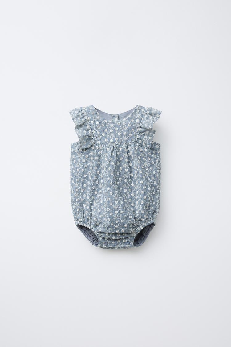 TUTINA RICAMI FIORI VOLANT Blu mélange ZARA Italia Italy