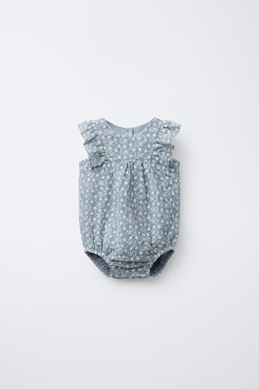 PELELE BORDADOS FLORES VOLANTES - Azul vigoré de Zara
