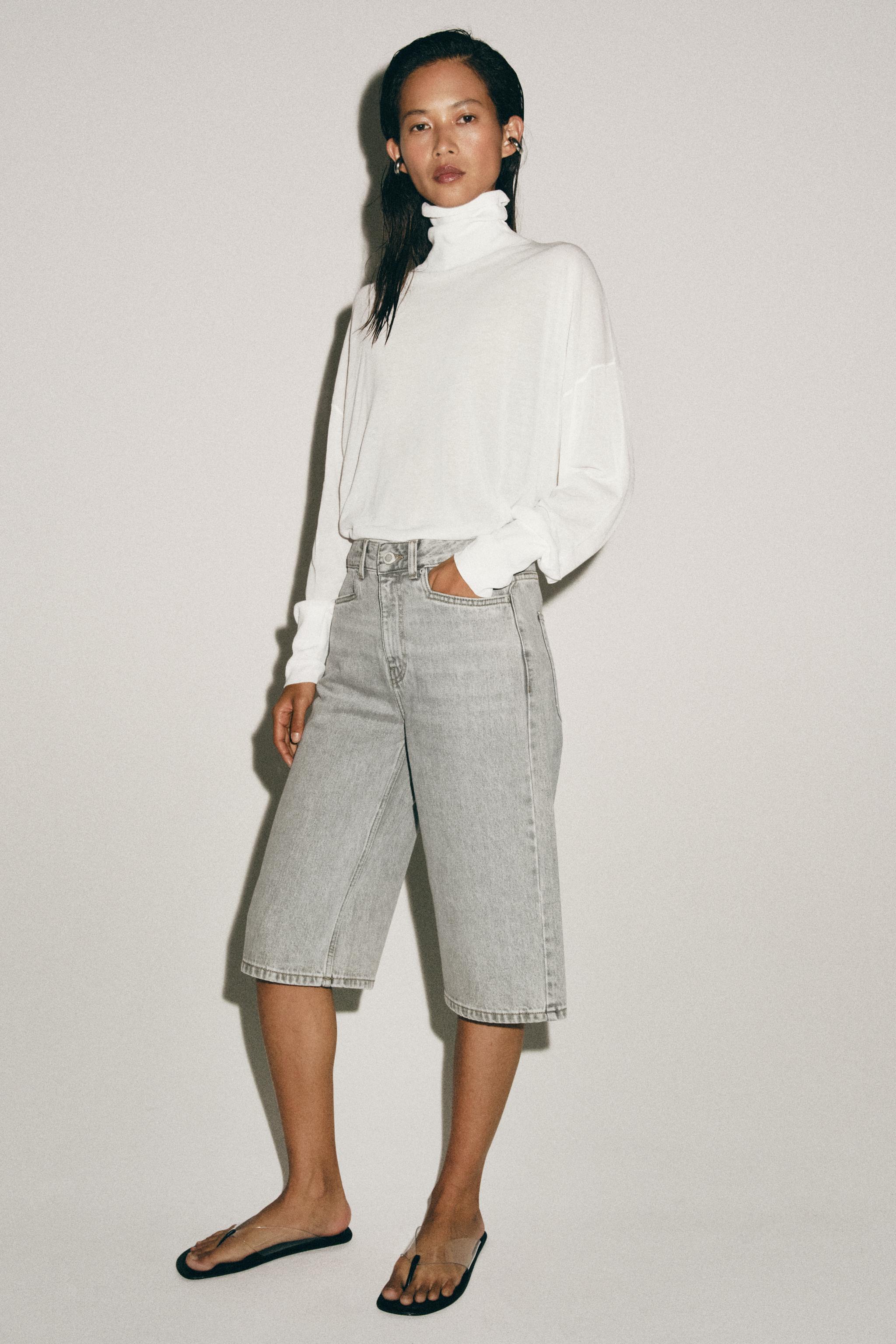 MID-RISE DENIM SHORTS ZW COLLECTION - Gray | ZARA United States