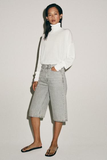 BERMUDA DENIM TIRO MEDIO ZW COLLECTION - Gris de Zara