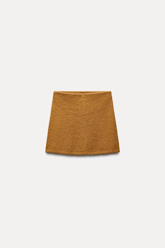 ALPACA AND WOOL MINI SKIRT Mustard ZARA Spain