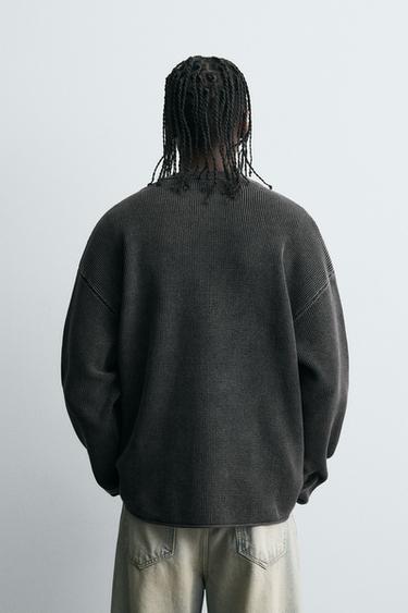 PULL STRUCTURÉ À MOTIF Waffle - Bleu marine délavé de Zara - Image 1