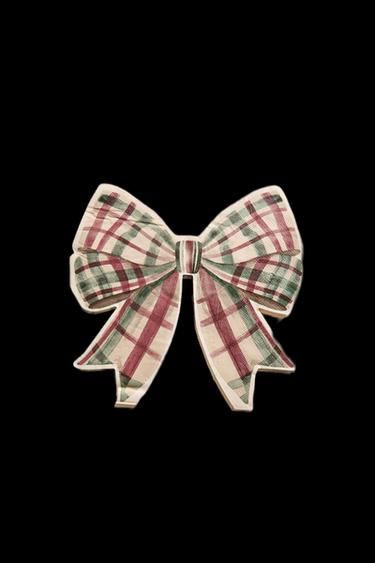 Zara SET OF CHRISTMAS PAPER NAPKINS WITH BOW (SET OF 20) - Red - Image 0