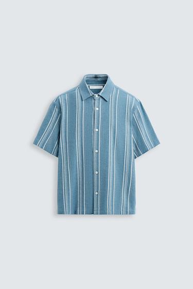 CAMISA ESTRUCTURA RAYAS - Índigo de Zara