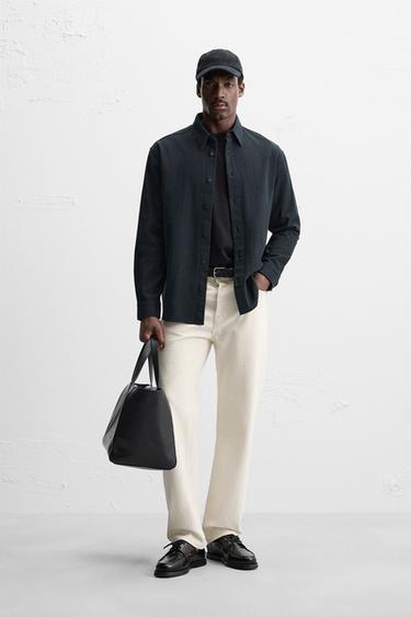 TEXTURED JACQUARD SHIRT - Navy blue by Zara - Image 0