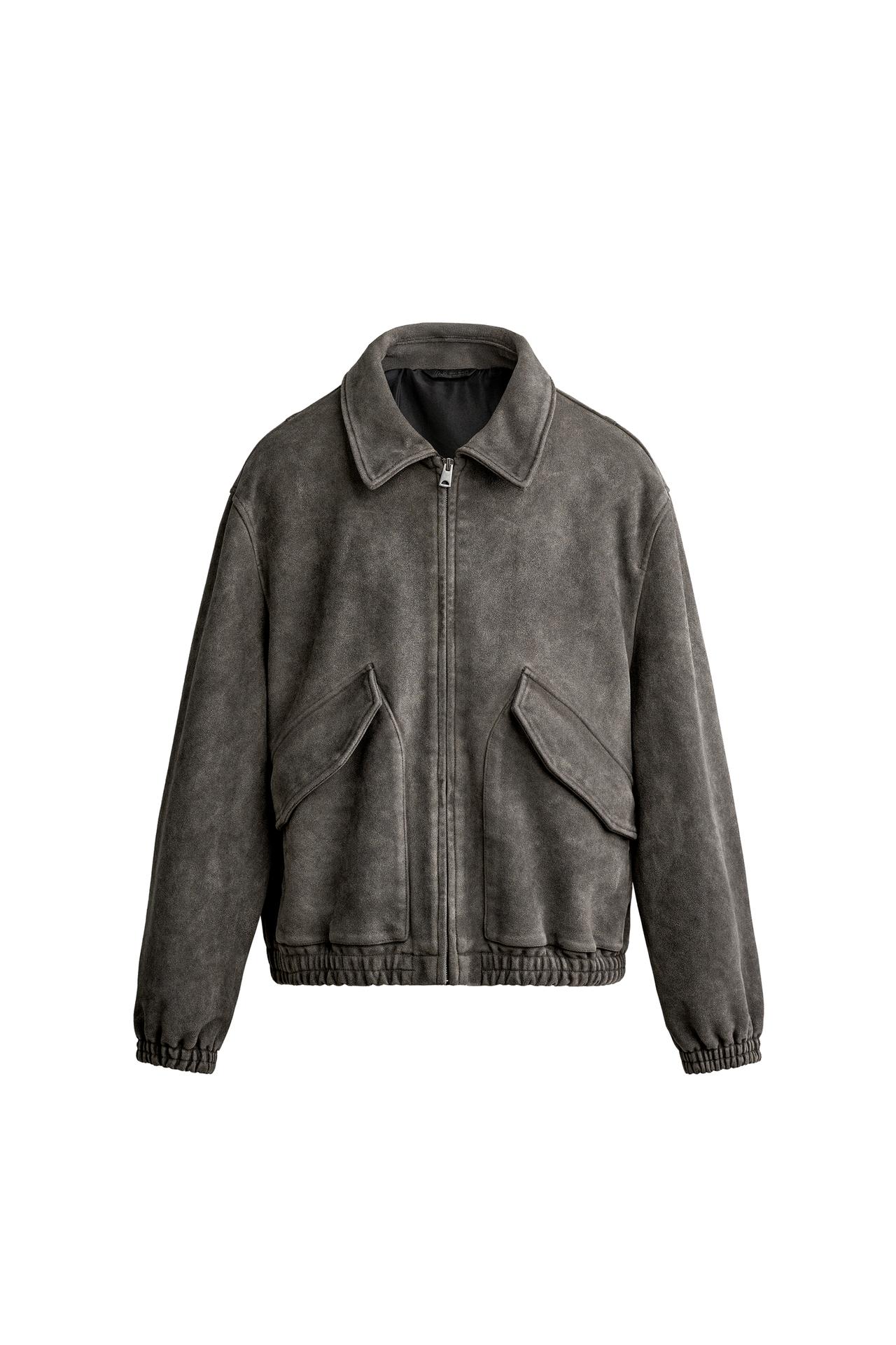 WASHED FAUX SUEDE JACKET